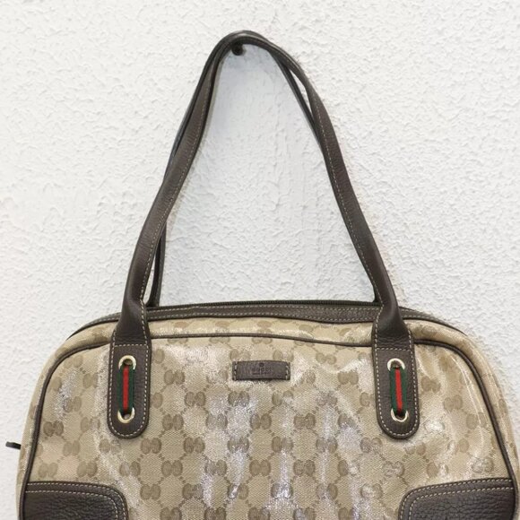 GUCCI Crystal Monogram Web Princy Boston - Brown - Picture 1 of 16